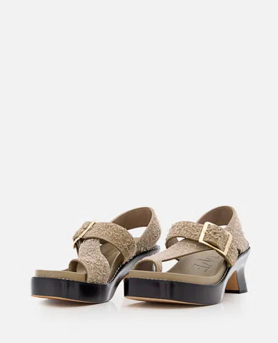 Loewe Khaki Open Toe Sandals In Green