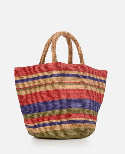 Shop Manebi Striped Raffia Tote Bag In Multicolor