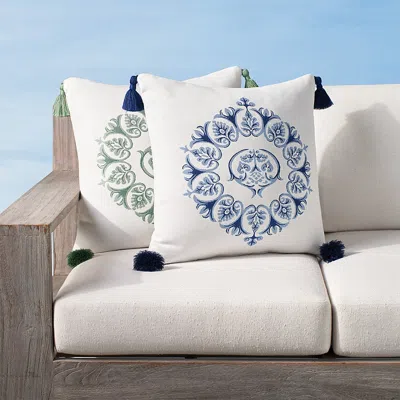Shop Frontgate Ainsley Medallion Indoor/outdoor Pillow In Blue