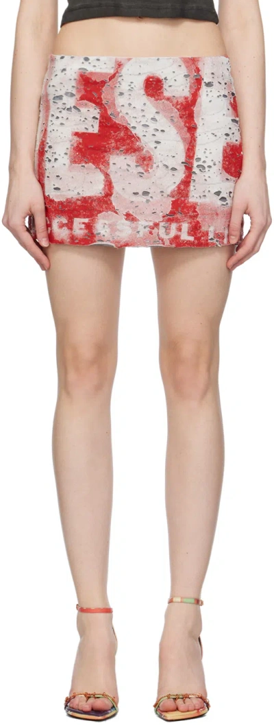 Shop Diesel Red & White O-hunt-dev Miniskirt In 42aa