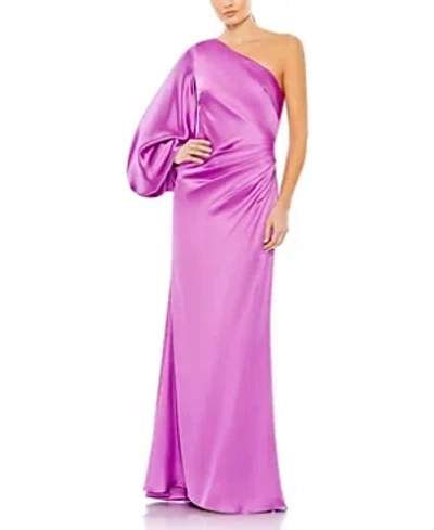 Shop Mac Duggal Women's Satin Puff Sleeve Gown In Orchid