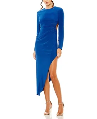 Shop Mac Duggal Open Back Asymmetrical Jersey Dress In Cobalt
