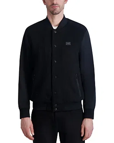 Shop Karl Lagerfeld Textured Logo Bomber Jacket In Black