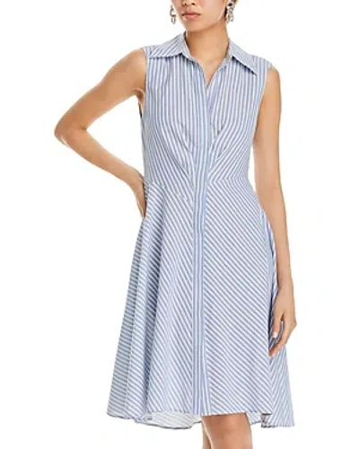Shop Derek Lam 10 Crosby Smith Sleeveless Shirt Dress In Blue/white
