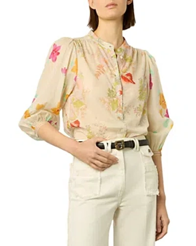 Shop Gerard Darel Narin Floral Print Cotton Blouse In Multicolor