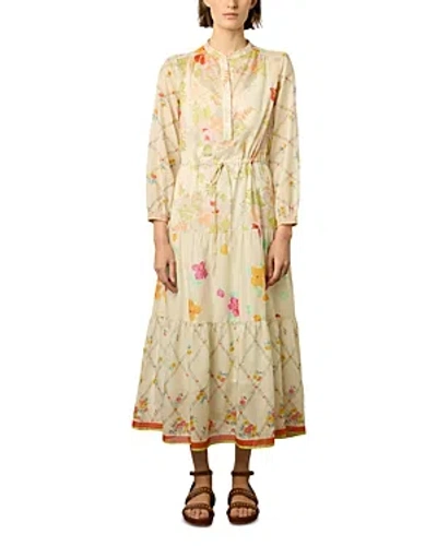 Shop Gerard Darel Edynn Floral Print Midi Dress In Multicolor