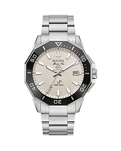 Bulova Men's Marine Star Stainless Steel Bracelet Watch 43mm In White/silver