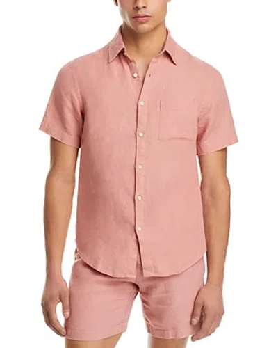 Shop Alex Crane  Ola Regular Fit Linen Shirt In Watermelon