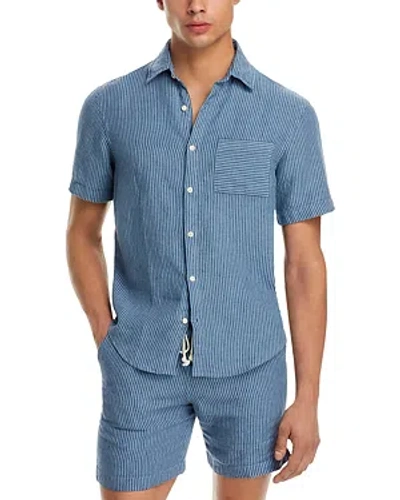 Shop Alex Crane  Ola Regular Fit Linen Shirt In Overdye Indigo