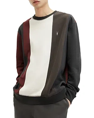 Shop Allsaints Colorblocked Crewneck Sweatshirt In Black Khaki