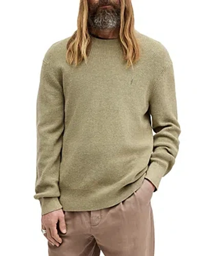 Shop Allsaints Waffle Crewneck Sweater In Herb Green