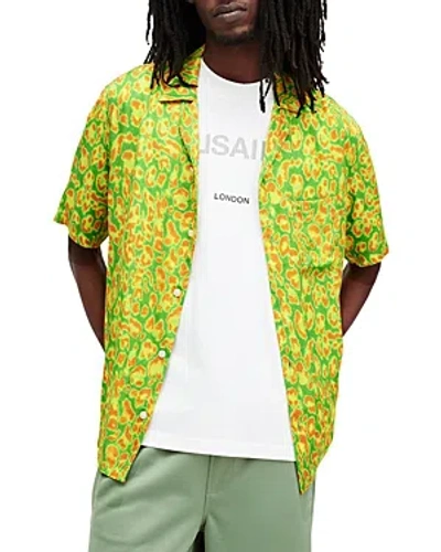 Shop Allsaints Leopaz Short Sleeve Shirt In Lizard Green