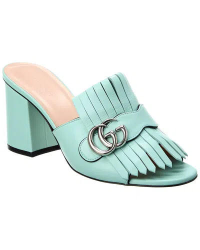 Shop Gucci Gg Marmont Leather Mule In Green
