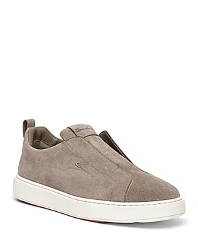 Shop Santoni Men's Cleanic Slip On Sneakers In Gray