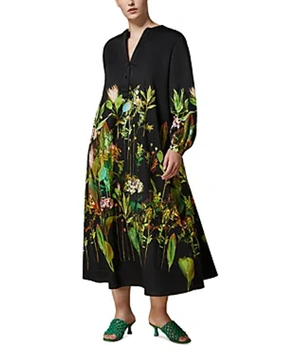 Shop Marina Rinaldi Garbata Floral Print Dress In Black