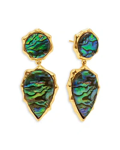 Shop Capucine De Wulf Aurora Double Drop Earrings In Blue/gold