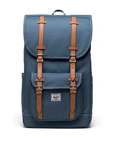 Shop Herschel Supply Co Little America Backpack In Blue Mirage/white Stitch