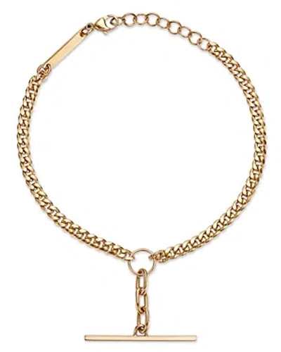 Shop Zoë Chicco 14k Yellow Gold Mixed Curb & Square Oval Chain Toggle Bracelet
