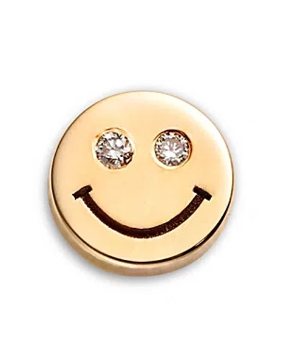 Shop Zoë Chicco 14k Yellow Gold Itty Bitty Smiley Face Diamond Eyes Single Stud Earring