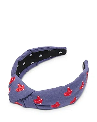Shop Lele Sadoughi Navy Boston Red Sox Embroidered Knotted Headband