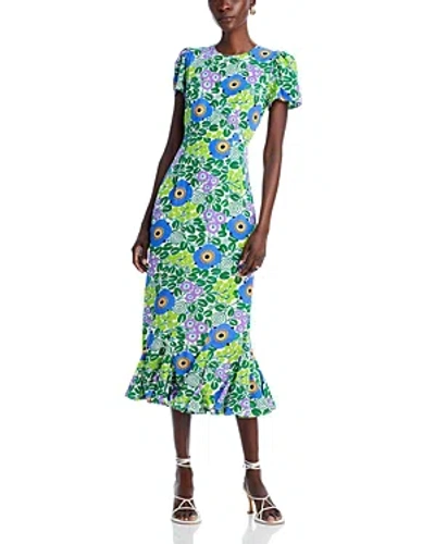 Shop Rhode Lulani Floral Print Midi Dress In Wisteria Aura Blossom