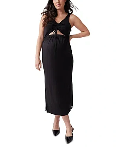 Shop Ingrid & Isabel Maternity Knit Peekaboo Maxi Dress In Black