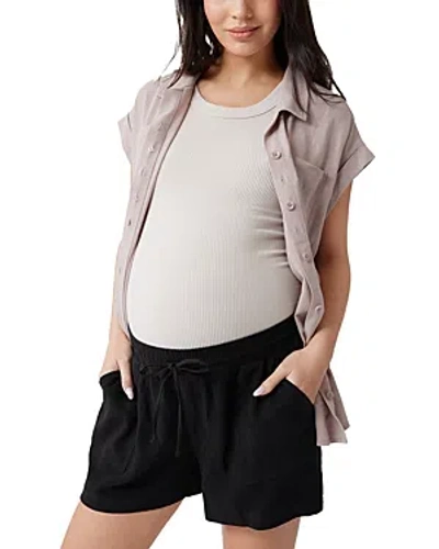 Shop Ingrid & Isabel Maternity Drapey Patch Pocket Shorts In Black