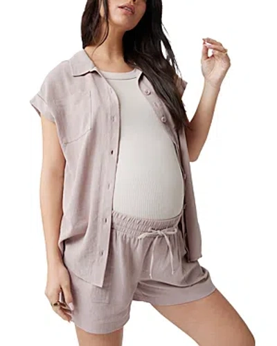 Shop Ingrid & Isabel Maternity Drapey Patch Pocket Shorts In Etherea