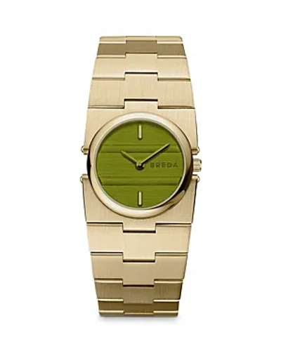 Breda Sync Quartz Bracelet Watch In Gold And Green At Urban Outfitters In Green/gold