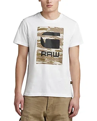 Shop G-star Raw Short Sleeve Camo Logo Graphic Tee In White
