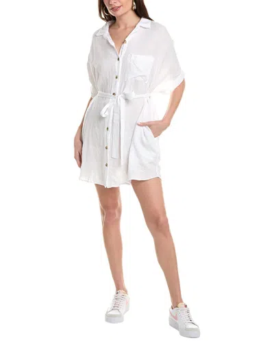 Shop Velvet By Graham & Spencer Stevie Linen Shirtdress In White