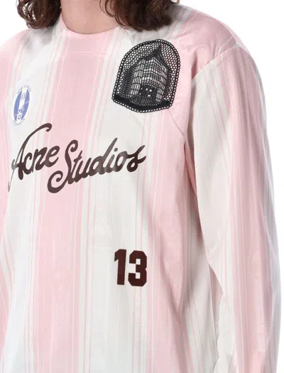 Shop Acne Studios Logo L/s T-shirt In Pink White