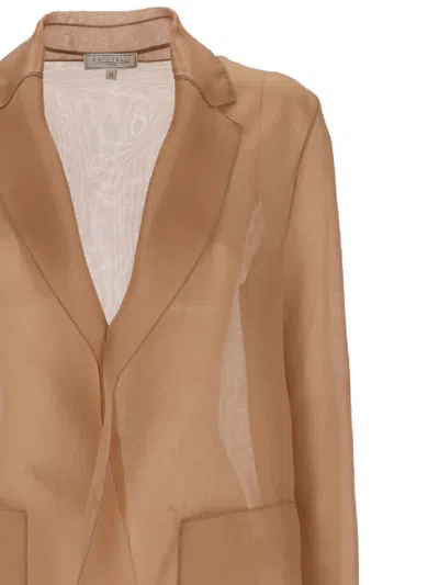 Shop Antonelli Light Brown Semi-transparent 'james' Blazer In Silk Woman