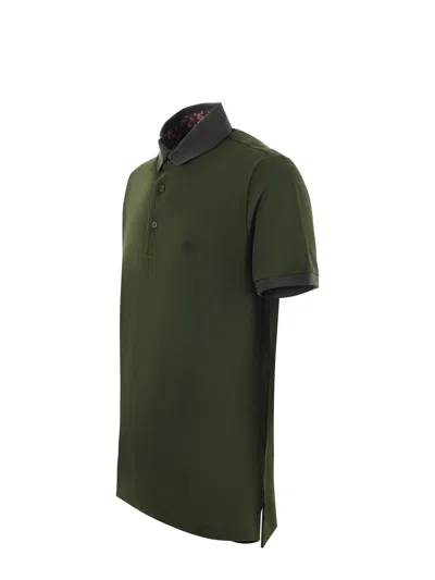 Shop Etro Short Sleeve Cotton Polo Shirt In Green