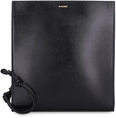 Jil Sander Black Leather Large Tangle Shoulder Bag In Black