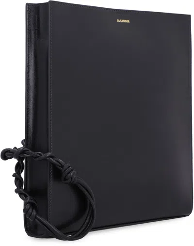 Jil Sander Black Leather Large Tangle Shoulder Bag In Black