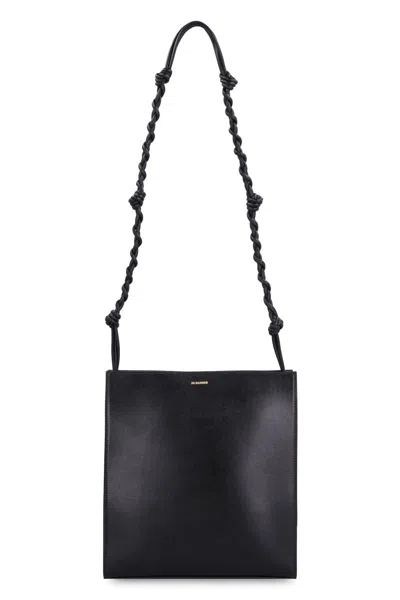 Jil Sander Black Leather Large Tangle Shoulder Bag In Black
