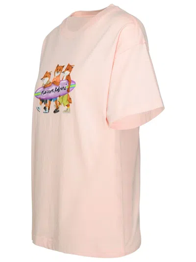 Shop Maison Kitsuné Pink Cotton T-shirt In Milk Shake