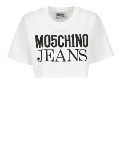 Shop Moschino Jeans Cropped T-shirt In White