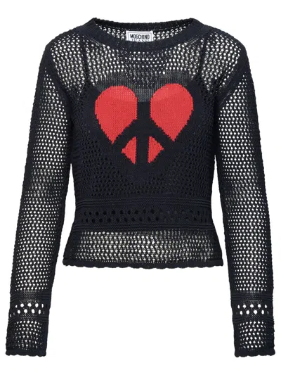 Shop Mo5ch1no Jeans Crochet Sweater In Black