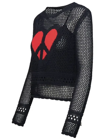 Shop Mo5ch1no Jeans Crochet Sweater In Black