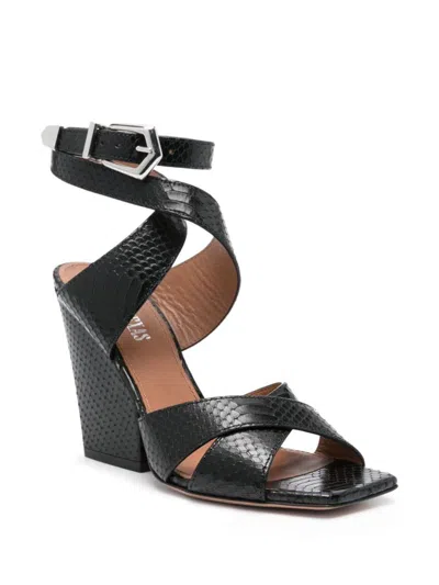 Paris Texas Arizona Embossed Heeled Sandals In Black