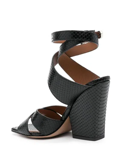 Paris Texas Arizona Embossed Heeled Sandals In Black