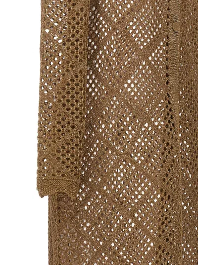 Shop Twinset Long Cardigan In Gold
