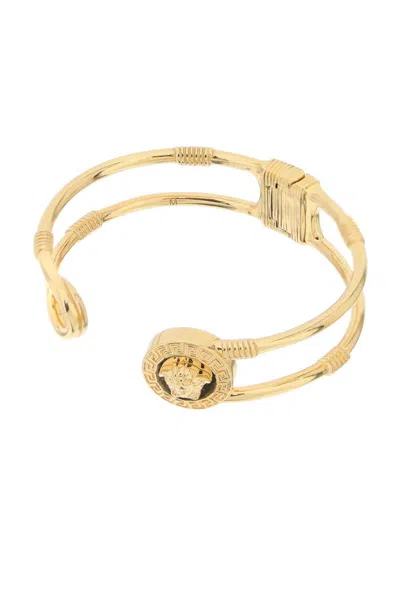 Shop Versace Safety Pin Bracelet In Gold