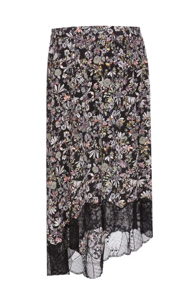 Zadig & Voltaire Zadig&voltaire Black Multicolour Silk Skirt In Black
