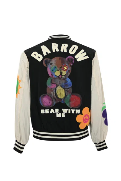 Shop Barrow College Bomber Jacket With Applications In Nero