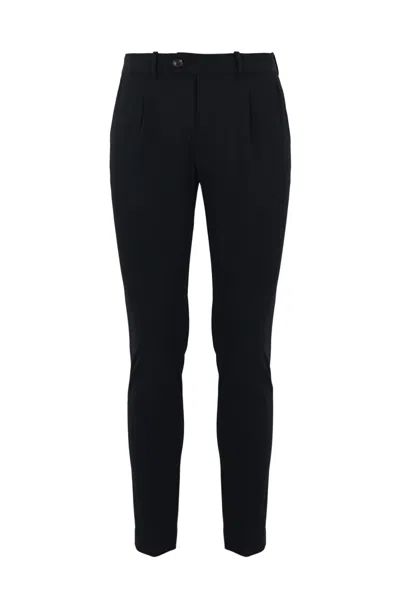 Shop Rrd - Roberto Ricci Design Chino Trousers In Technical Fabric With Pleats In Blue Black
