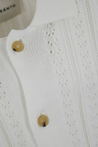 Shop Amaranto Perforated Shirt In Bianco