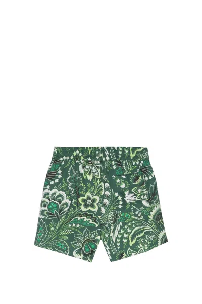 Shop Etro Monochrome Paisley Bermuda Shorts In Green